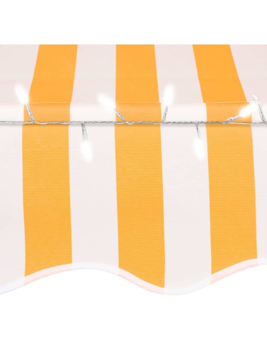Izvelkama markīze ar led, balta un oranža, 400 cm, manuāla