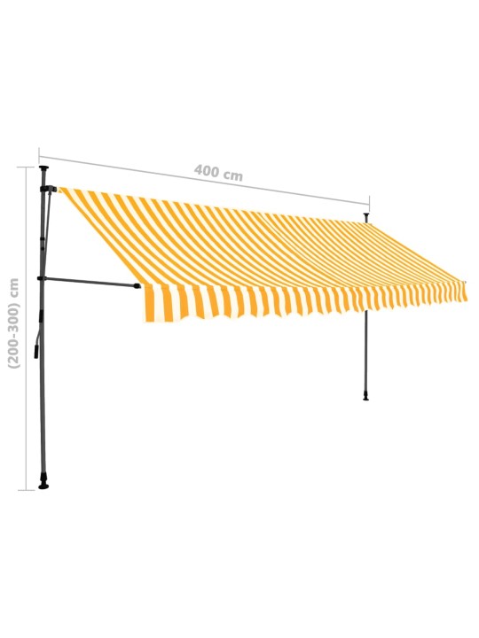 Izvelkama markīze ar led, balta un oranža, 400 cm, manuāla