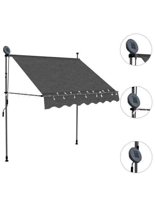 Izvelkama markīze ar led, manuāla, 100 cm, antracītpelēka