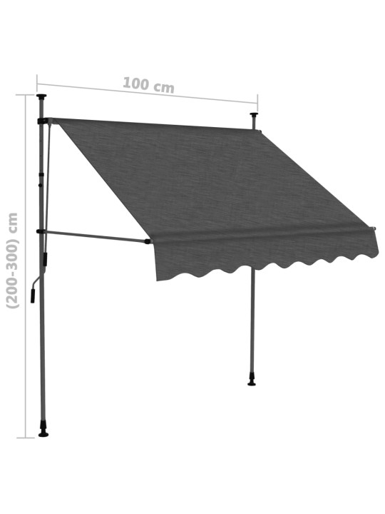 Izvelkama markīze ar led, manuāla, 100 cm, antracītpelēka