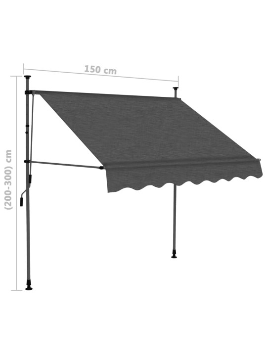 Izvelkama markīze ar led, manuāla, 150 cm, antracītpelēka
