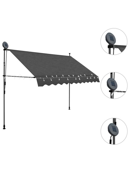 Izvelkama markīze ar led, manuāla, 250 cm, antracītpelēka