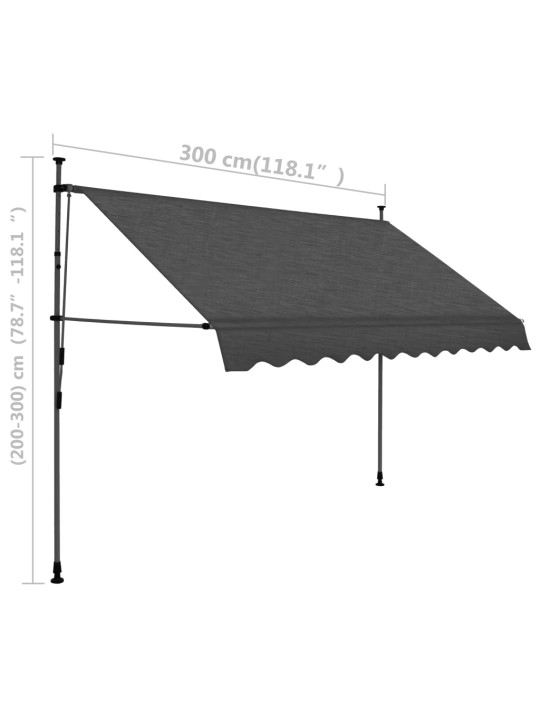 Izvelkama markīze ar led, manuāla, 300 cm, antracītpelēka