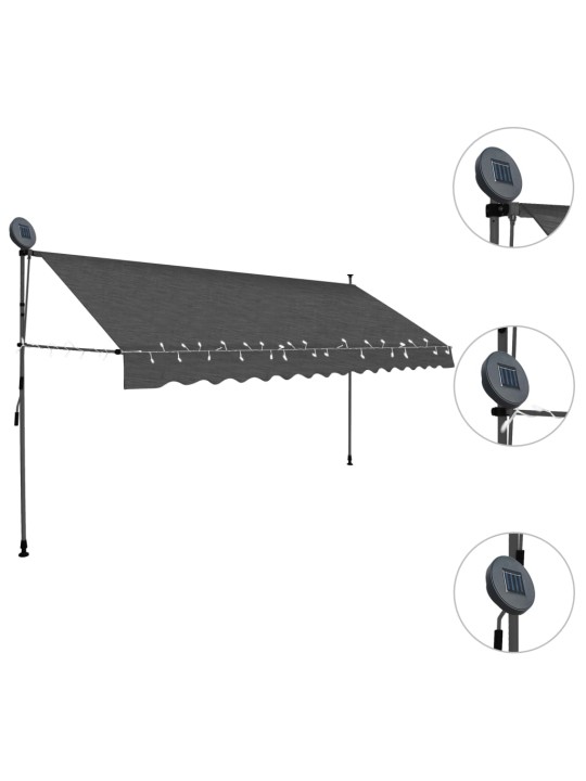 Izvelkama markīze ar led, manuāla, 350 cm, antracītpelēka