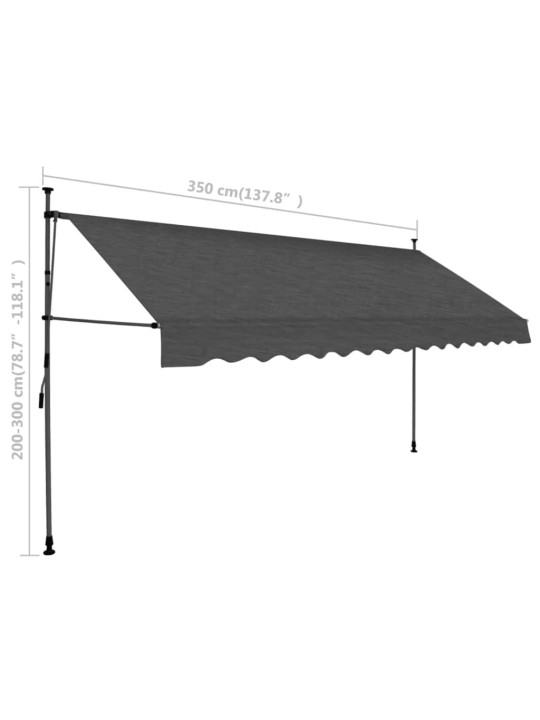 Izvelkama markīze ar led, manuāla, 350 cm, antracītpelēka