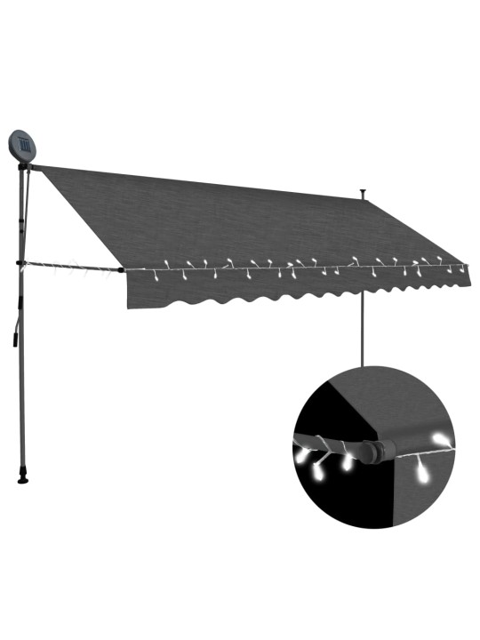 Izvelkama markīze ar led, manuāla, 400 cm, antracītpelēka