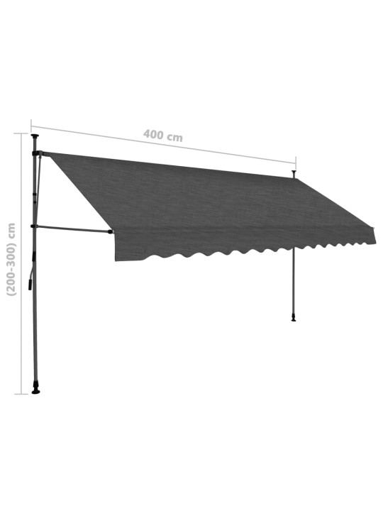 Izvelkama markīze ar led, manuāla, 400 cm, antracītpelēka