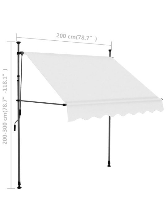 Izvelkama markīze ar led, manuāla, 200 cm, krēmkrāsas