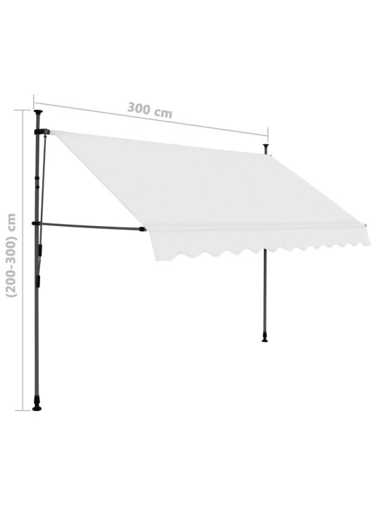 Izvelkama markīze ar led, manuāla, 300 cm, krēmkrāsas
