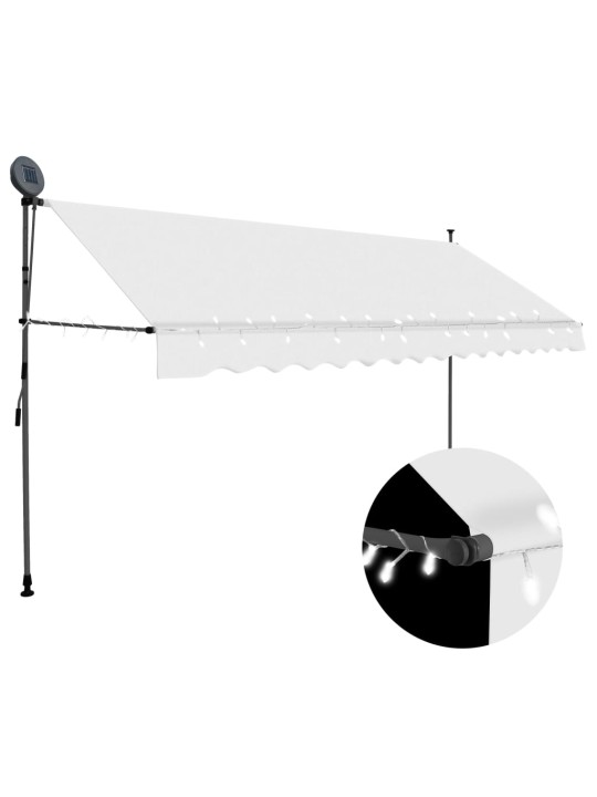 Izvelkama markīze ar led, manuāla, 400 cm, krēmkrāsas