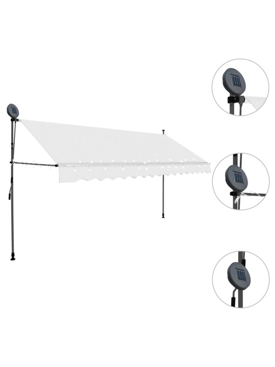 Izvelkama markīze ar led, manuāla, 400 cm, krēmkrāsas