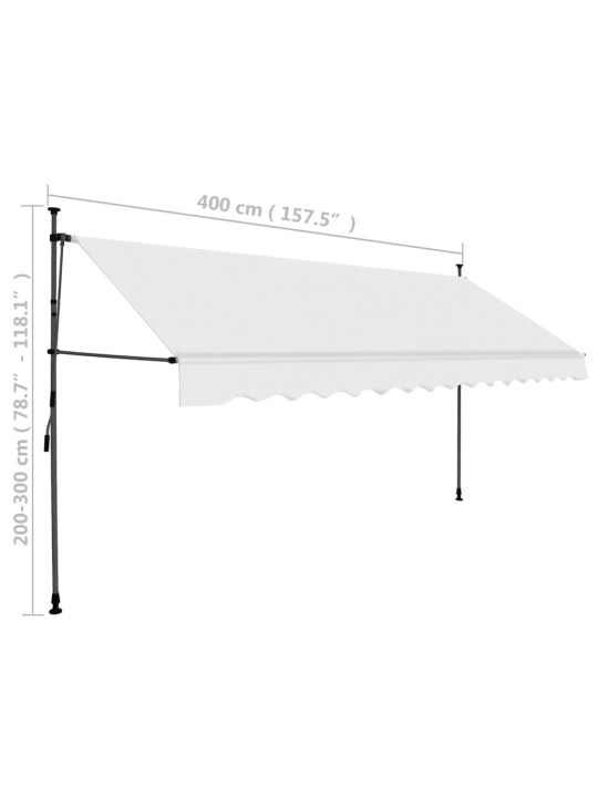 Izvelkama markīze ar led, manuāla, 400 cm, krēmkrāsas