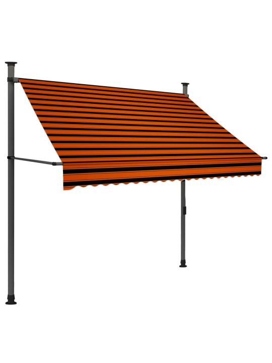 Izvelkama markīze, ar LED, manuāla, 200 cm, oranža un brūna