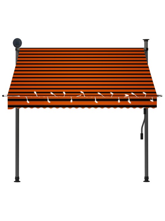 Izvelkama markīze, ar LED, manuāla, 200 cm, oranža un brūna