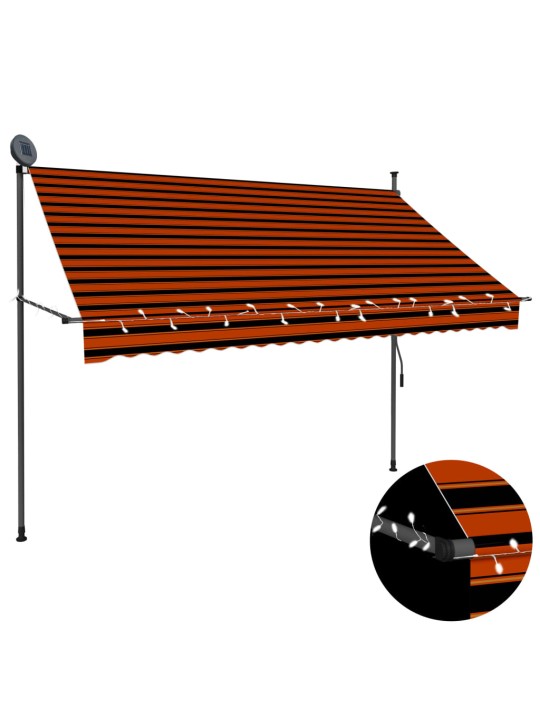 Izvelkama markīze ar led, manuāla, 250 cm, oranža un brūna