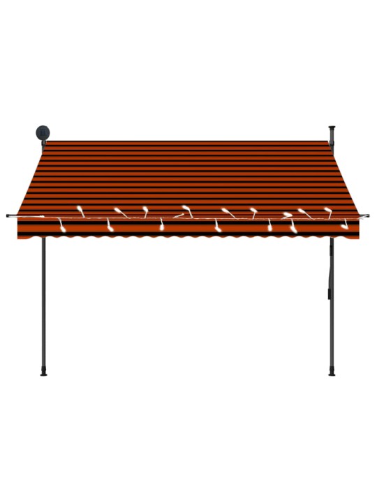 Izvelkama markīze ar led, manuāla, 250 cm, oranža un brūna