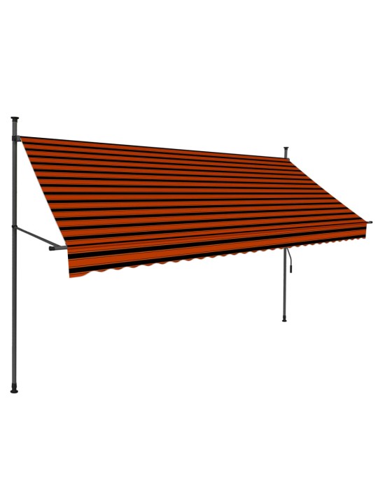 Izvelkama markīze ar led, manuāla, 300 cm, oranža un brūna