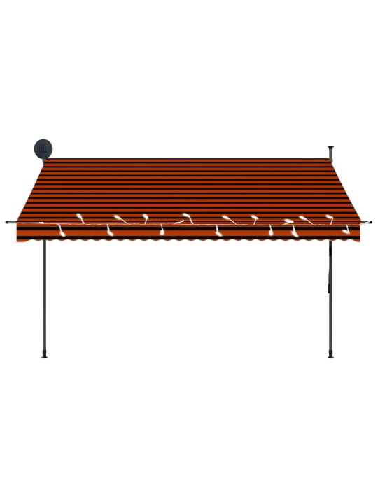 Izvelkama markīze ar led, manuāla, 300 cm, oranža un brūna