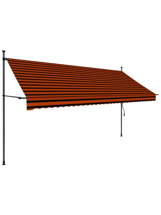 Izvelkama markīze, ar led, manuāla, 350 cm, oranža un brūna