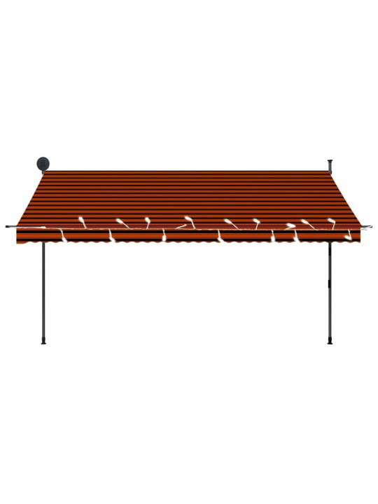 Izvelkama markīze, ar led, manuāla, 350 cm, oranža un brūna