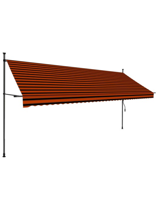 Izvelkama markīze ar led, manuāla, 400 cm, oranža un brūna