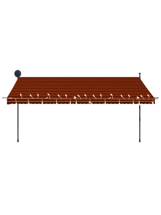 Izvelkama markīze ar led, manuāla, 400 cm, oranža un brūna