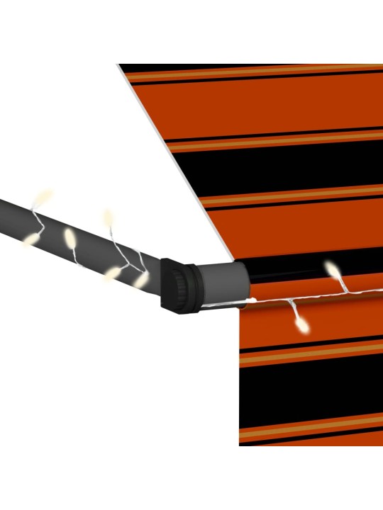Izvelkama markīze ar led, manuāla, 400 cm, oranža un brūna