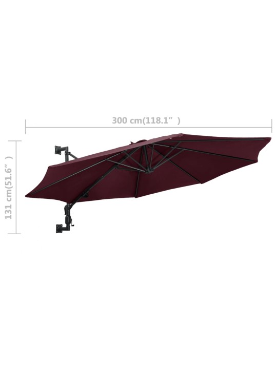 Saulessargs ar metāla kātu, vīnsarkans, 300 cm