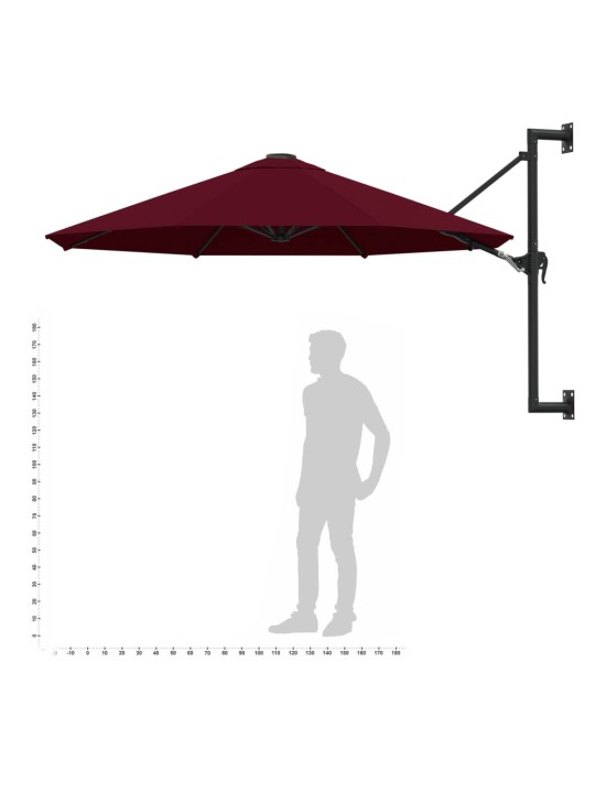 Saulessargs ar metāla kātu, vīnsarkans, 300 cm