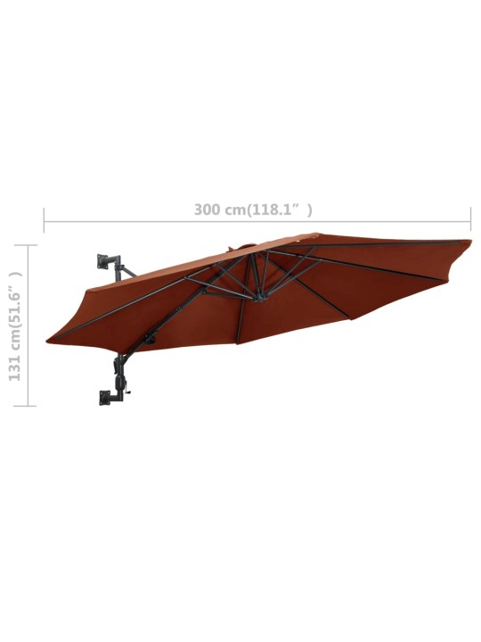 Saulessargs ar metāla kātu, sarkanbrūns, 300 cm