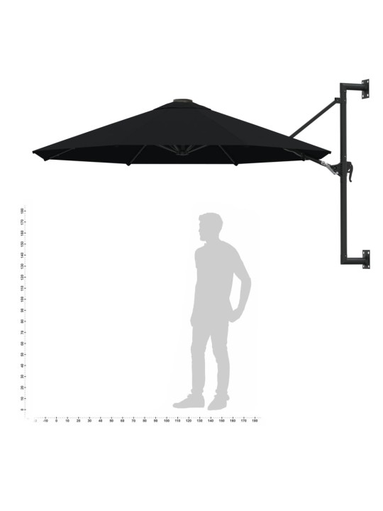 Saulessargs ar metāla kātu, melns, 300 cm