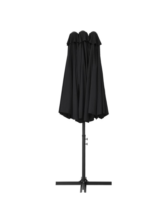 Dārza saulessargs ar alumīnija kātu, melns, 460x270 cm
