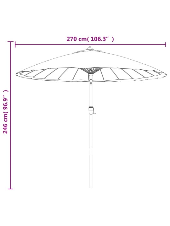 Dārza saulessargs ar alumīnija kātu, 270 cm, debeszils