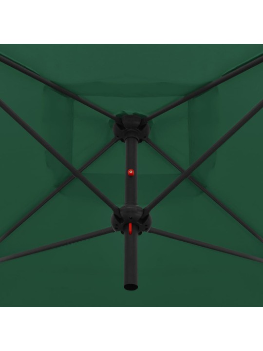 Dubultais saulessargs ar tērauda kātu, 250x250 cm, zaļš