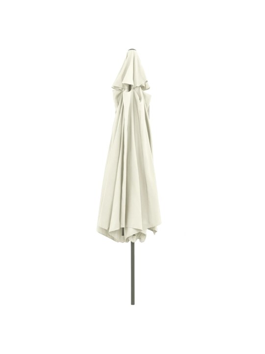 Dārza saulessargs ar metāla kātu, 390 cm, smilšu balts