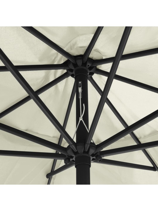 Dārza saulessargs ar metāla kātu, 390 cm, smilšu balts