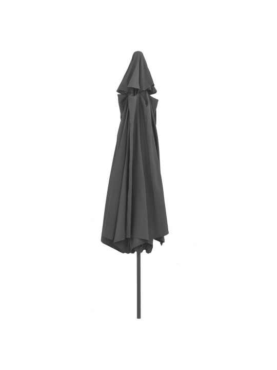 Dārza saulessargs ar metāla kātu, 390 cm, antracītpelēks
