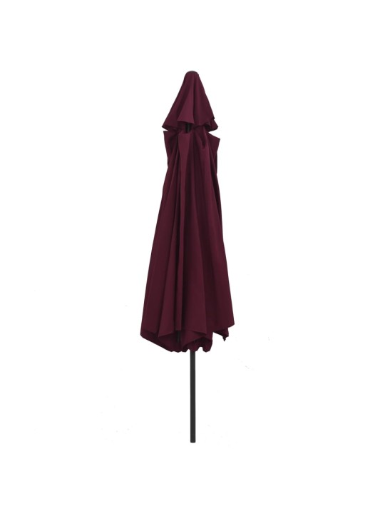 Dārza saulessargs ar metāla kātu, 390 cm, vīnsarkans
