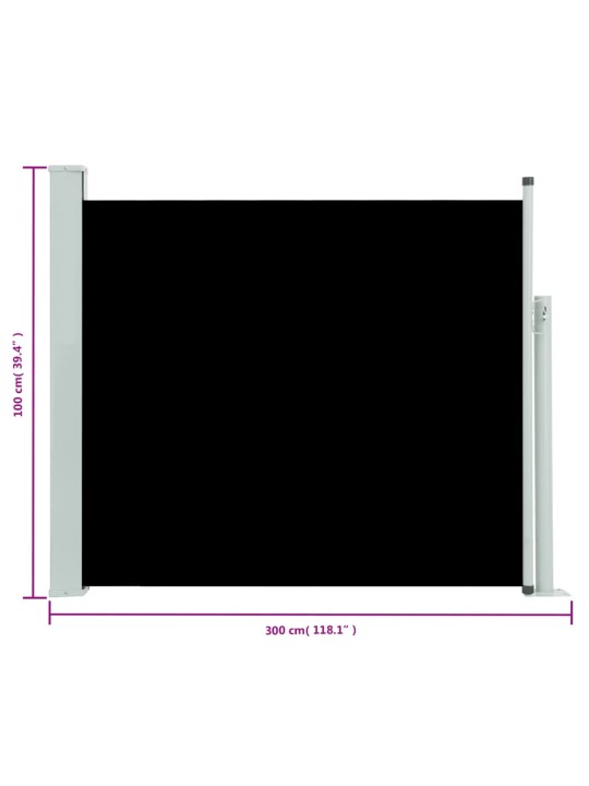 Izvelkama sānu markīze, melna, 100x300 cm