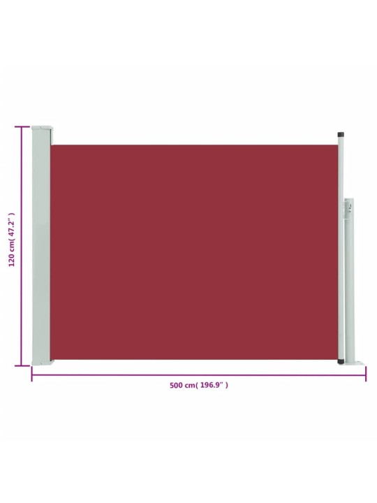 Izvelkama sānu markīze, sarkana, 120x500 cm