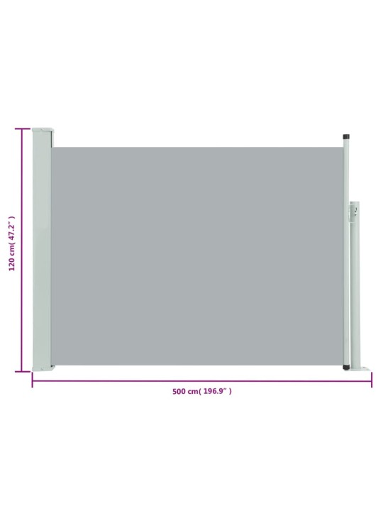 Izvelkama sānu markīze, pelēka, 120x500 cm