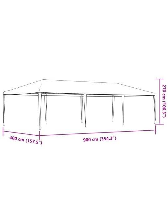 Dārza nojume, profesionāla, 4x9 m, antracītpelēka, 90 g/m²
