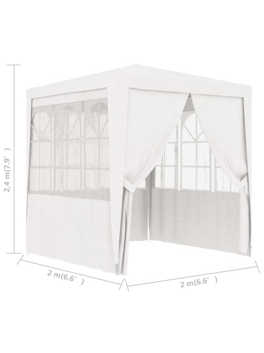 Dārza nojume ar sānu sienām, profesionāla, 2x2m, balta, 90 g/m²