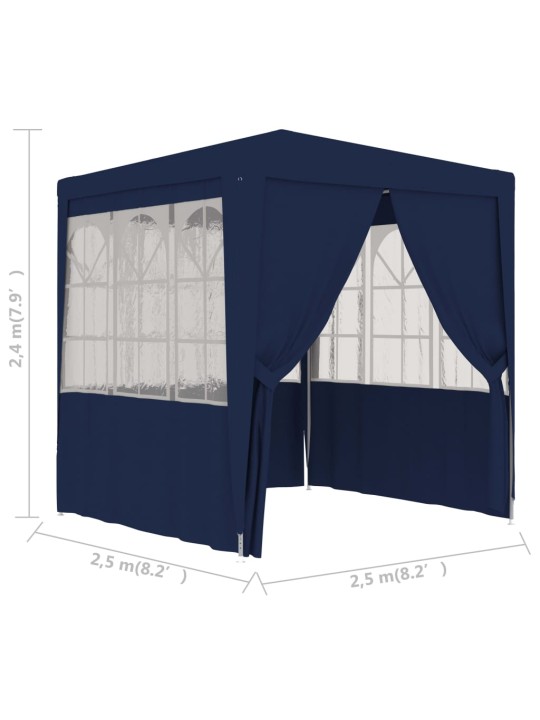 Dārza nojume ar sānu sienām, profesionāla, 2,5x2,5 m, zila