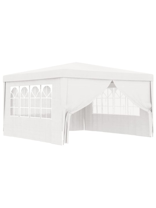 Dārza nojume ar sānu sienām, profesionāla, 4x4 m, balta, 90 g/m²