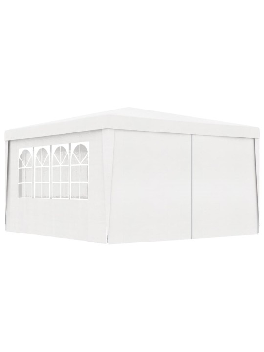 Dārza nojume ar sānu sienām, profesionāla, 4x4 m, balta, 90 g/m²