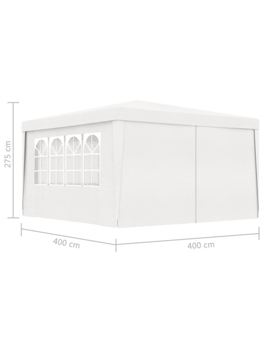Dārza nojume ar sānu sienām, profesionāla, 4x4 m, balta, 90 g/m²