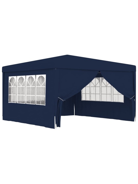 Dārza nojume ar sānu sienām, profesionāla, 4x4 m, zila, 90 g/m²