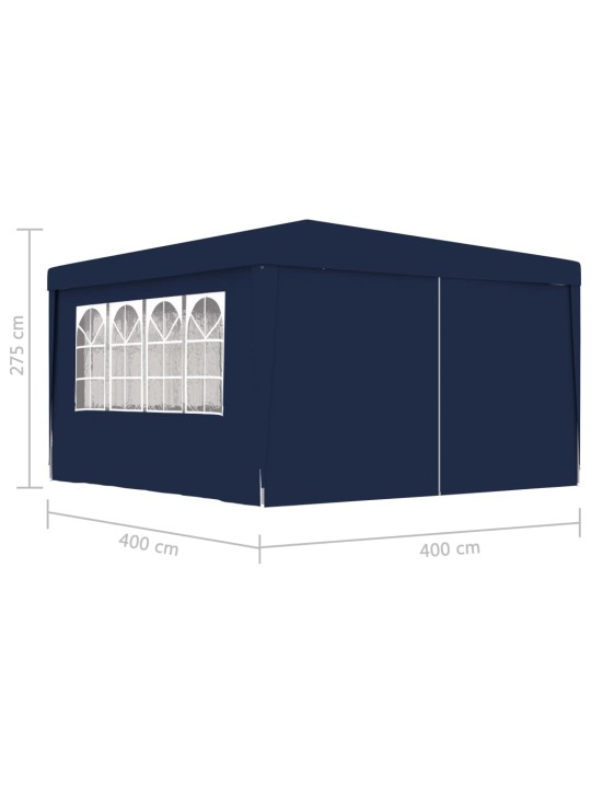 Dārza nojume ar sānu sienām, profesionāla, 4x4 m, zila, 90 g/m²
