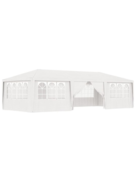 Dārza nojume ar sānu sienām, profesionāla, 4x9 m, balta, 90 g/m²
